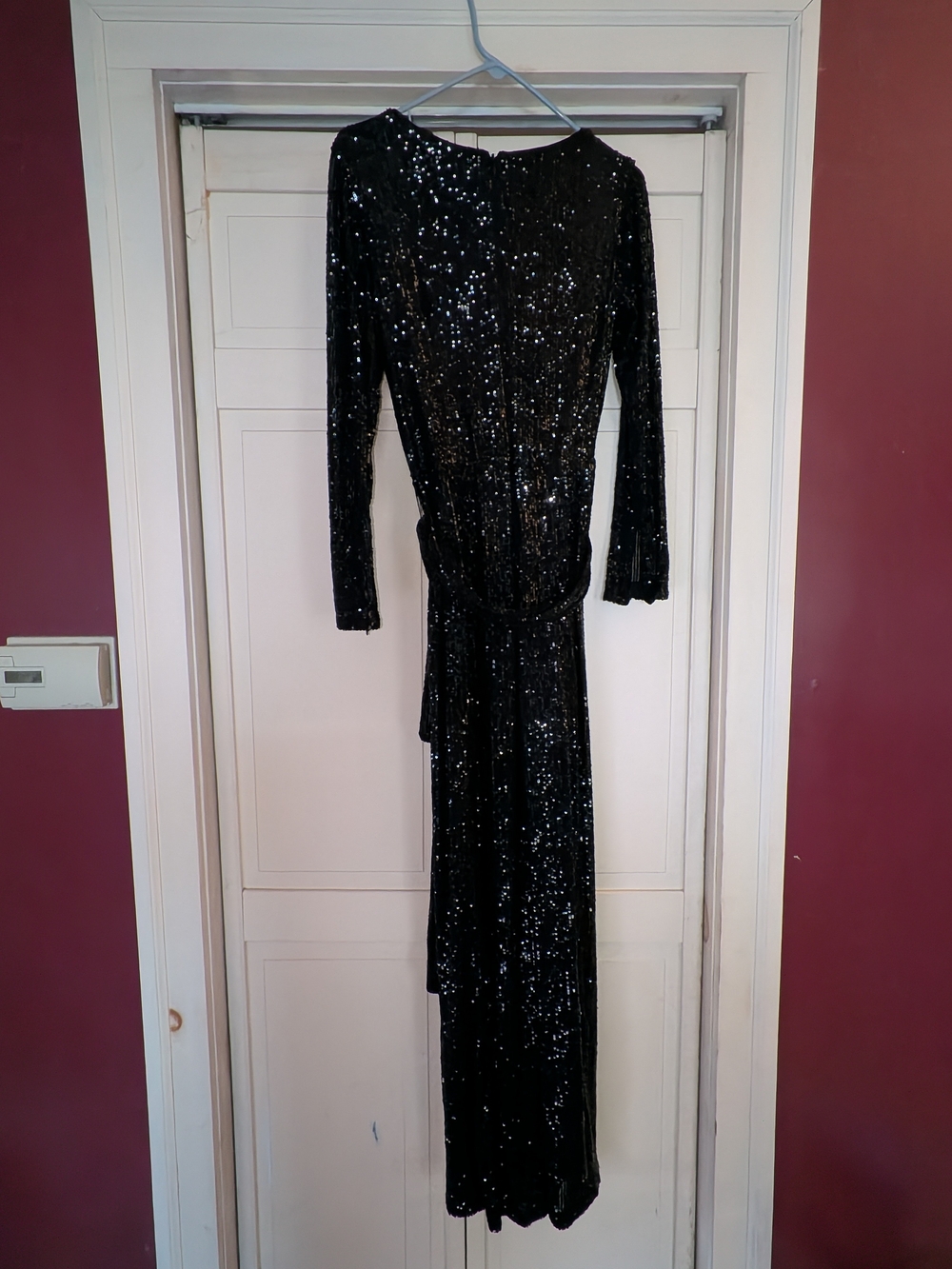Eliza J Black Sequin Long-Sleeve Jumpsuit